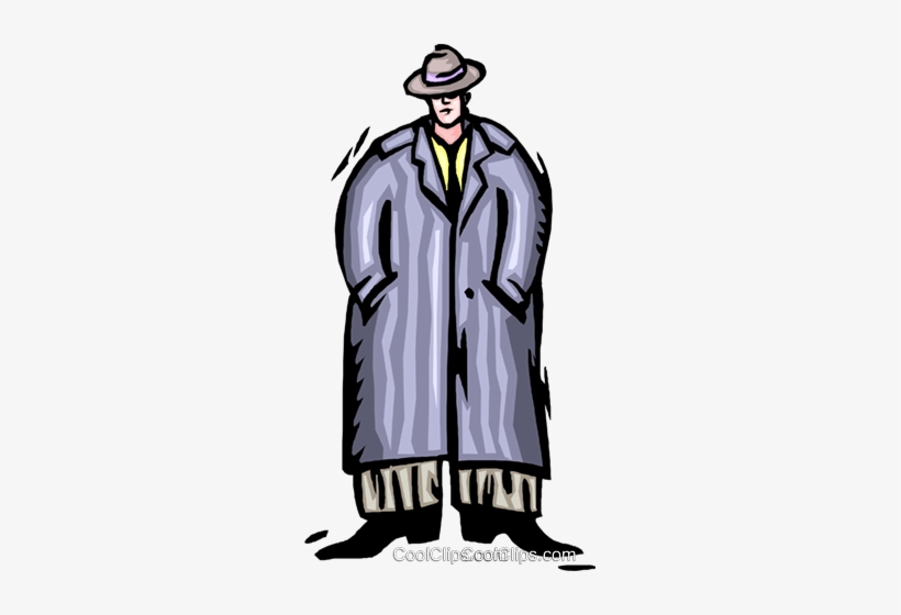 Man In Large Coat Royalty Free Vector Clip Art Illustration - Mann Mit Mantel Clipart, transparent png download