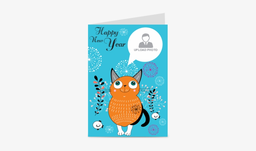 Amazing Blue Cat New Year Card - Cat New Year Wishes 2017, transparent png download
