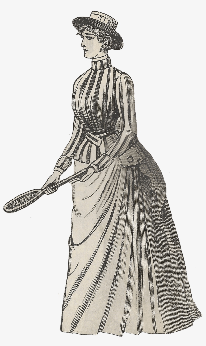 Vintage Tennis Player Woman - Immagini Victorian Age Png, transparent png download