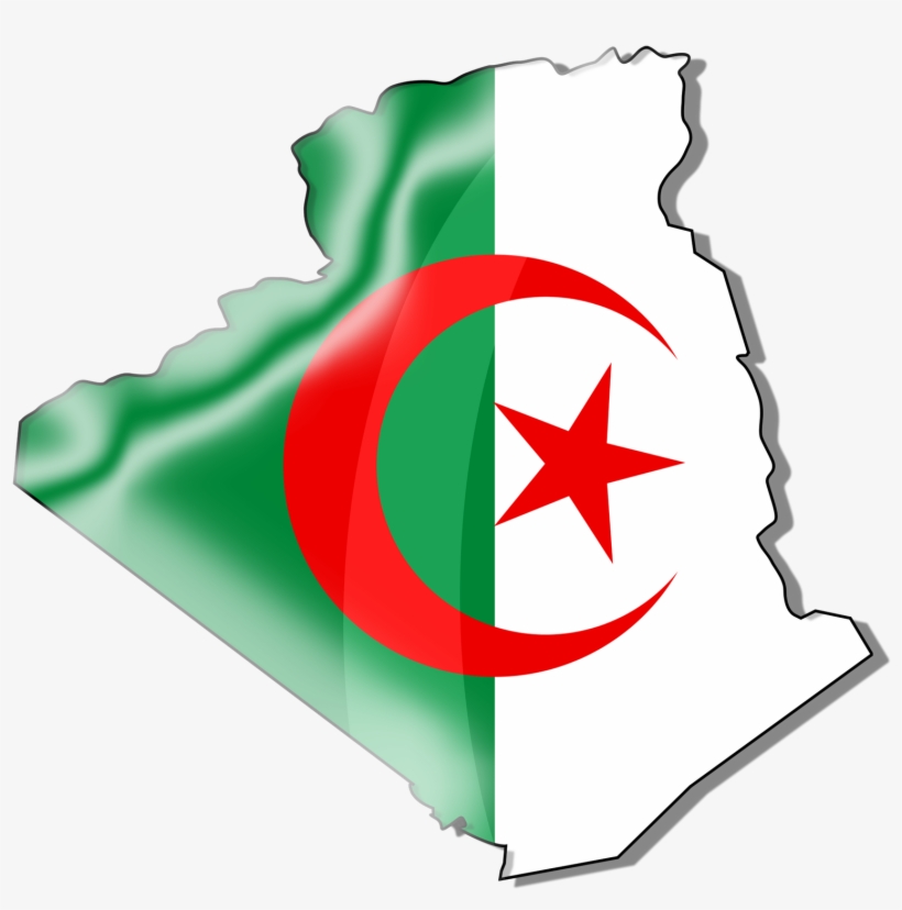 Glossy Graphic Flag Of Algeria - Algeria Map With Flag, transparent png download