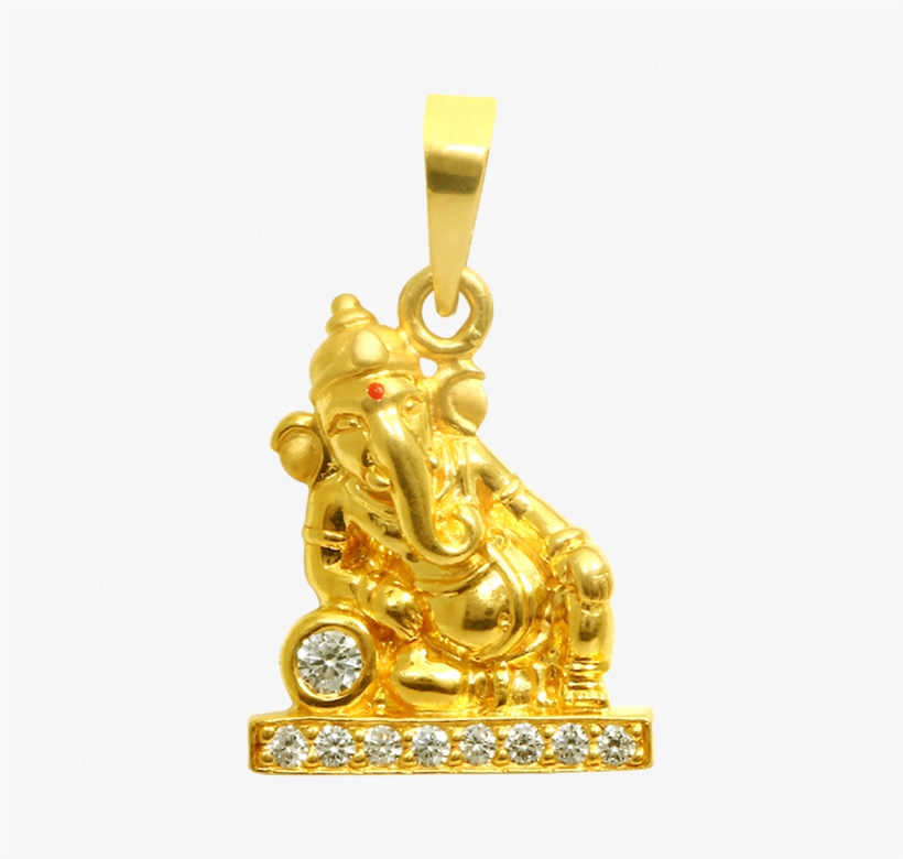 Divine Ganesha Gold Pendant With Studded - Gold, transparent png download