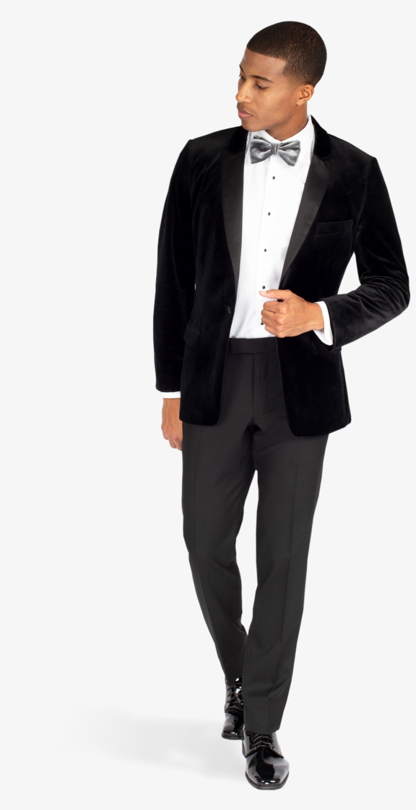 Black Velvet Peak Lapel Tuxedo - Tuxedo, transparent png download