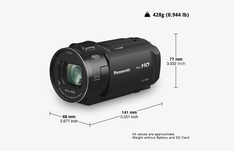 Hd Camcorder Hc-v800gn - Panasonic Hc Wx970m, transparent png download