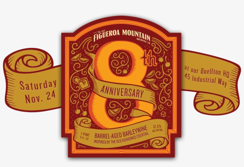 8th Anniversary Banner - Figueroa Mountain Brewing Co., transparent png download