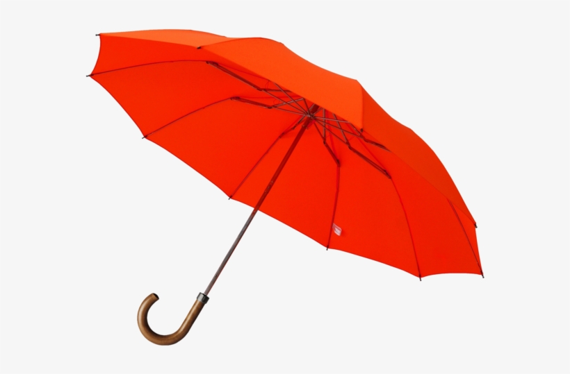 Orange Telescopic Maple Wood Foldable Umbrella By London - Umbrella, transparent png download