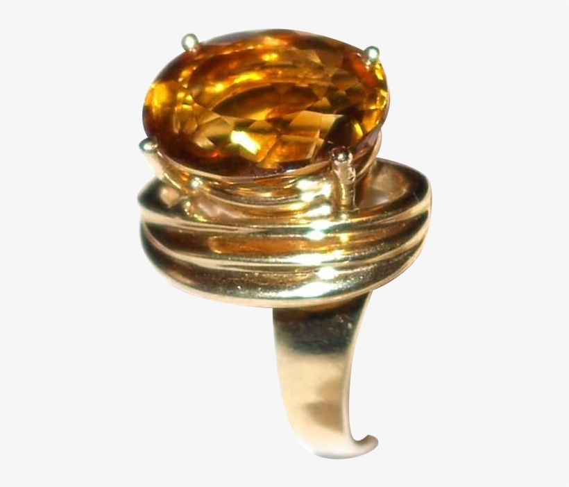 18k Gold Ring With Golden Citrine Stone Custom Made, transparent png download