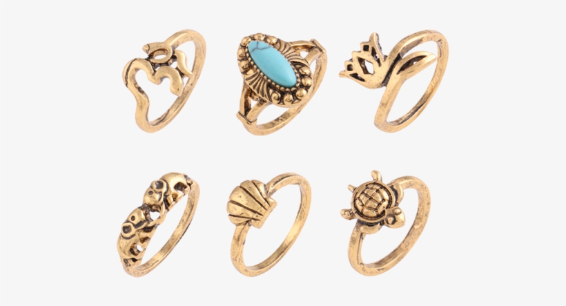 Shops Faux Turquoise Tortoise Elephant Alloy Ring Set - Tortoise Silver Ring, transparent png download