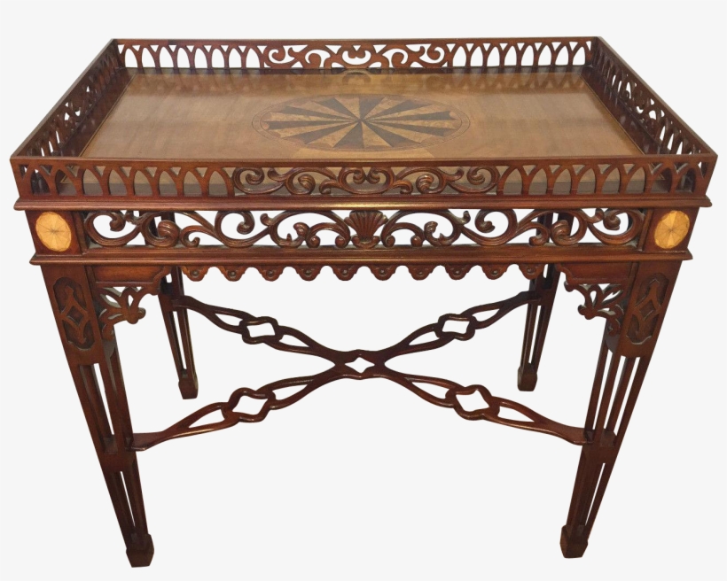 Vintage Heppelwhite Style Tea Table Mahogany With Elaborate - Coffee Table, transparent png download