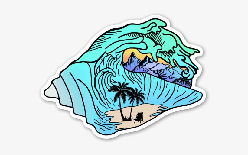 Shell Wave Sticker - Wave Sticker, transparent png download