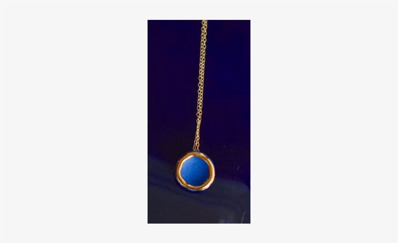 Gold Circle Small Blue Necklace - Blue, transparent png download