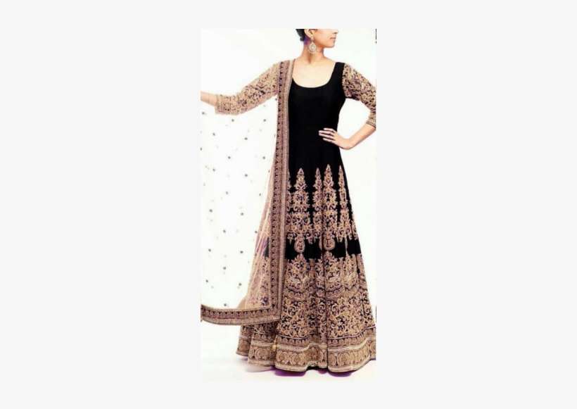 Designer Heavy Embroidered Black Wedding Suit - Designer Dresses With Net Dupatta, transparent png download