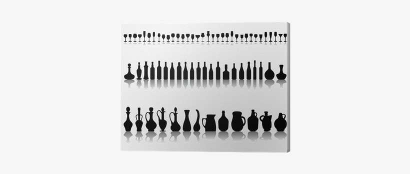 Silhouettes And Shadows Of Wine Glasses And Bottles, - Sombras Botellas, transparent png download