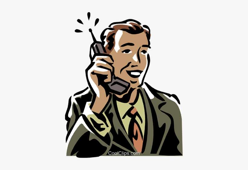 Man Talking On The Phone Royalty Free Vector Clip Art - Cartoon Man On The Phone, transparent png download