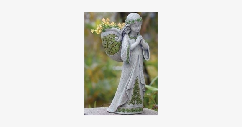 This Planter Features A Dainty Angel With A Pack On - Irish Statuaries By Roman - Irish Angel Planter, transparent png download