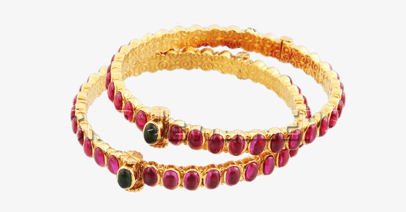 Alluring Kempu Stone Gold Bangle - Hyderabad, transparent png download