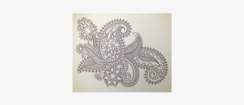 Hand Draw Line Art Ornate Flower Design - Тату Эскизы Цветы На Бедре, transparent png download