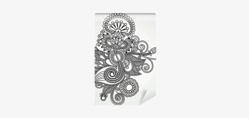 Hand Draw Line Art Flower Design - Popeven Purple Floral Portable Insulated Thermal Cooler, transparent png download