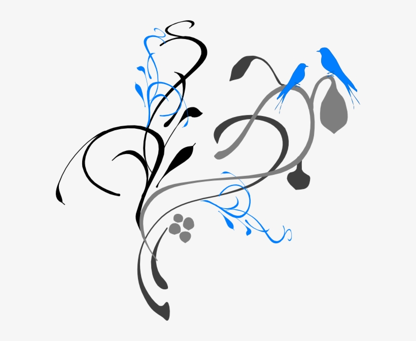 Birds On A Branch Grey/blue Svg Clip Arts 600 X 593, transparent png download