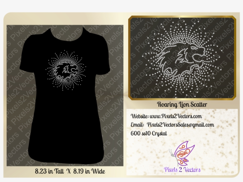 Roaring Lion Scatter Rhinestone Design Digital Download - Design, transparent png download