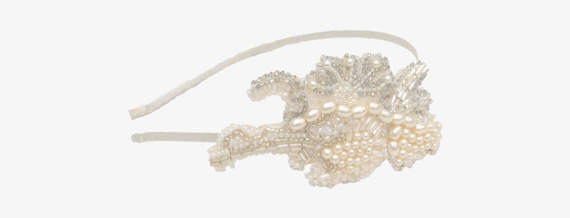 Ivory, Cream And Silver Beaded Hair Band In A Stunning - Pearl, transparent png download