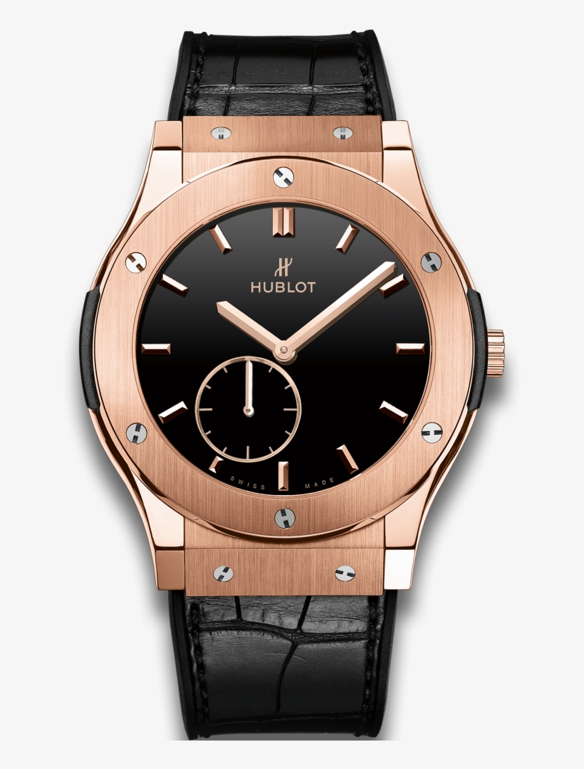 Classic Fusion Ultra-thin King Gold Black Shiny Dial - Hublot Classic Fusion King Gold, transparent png download