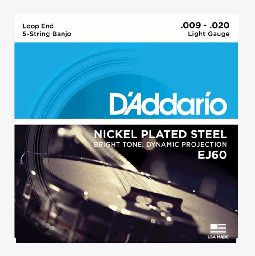 D'addario Ej60 Nickel 5-string Banjo Strings - D'addario Ej60 5 String Banjo Strings Nickel 9-20, transparent png download