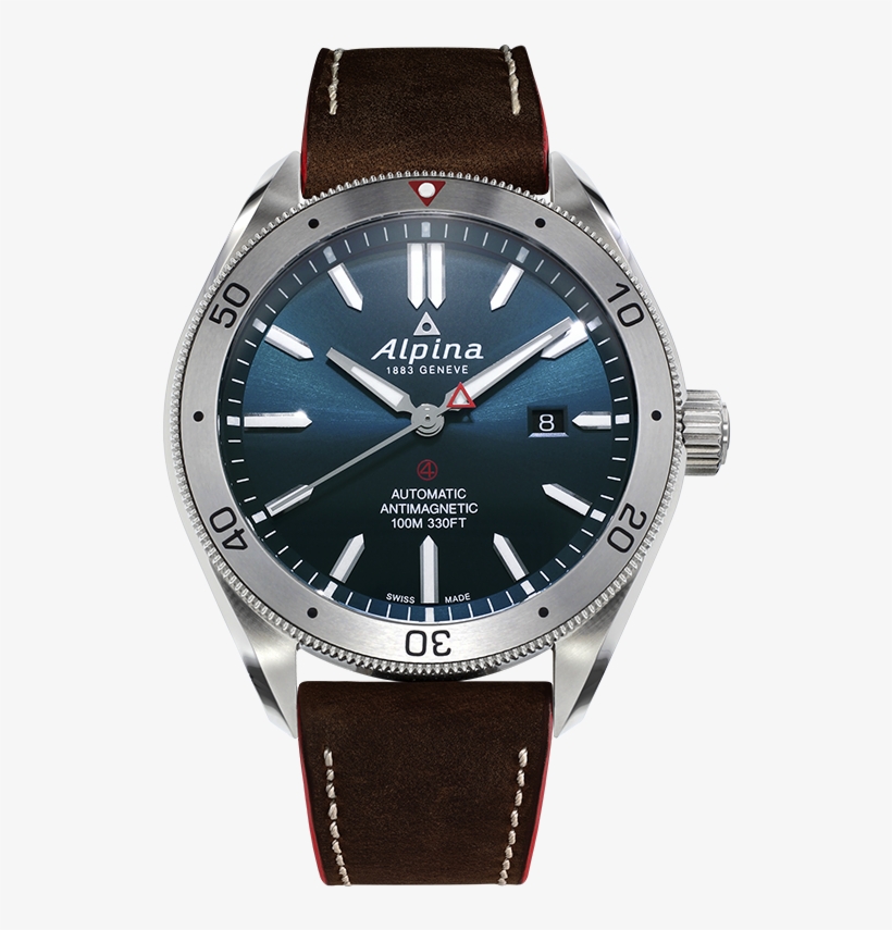 Alpina Alpiner Automatic 4 Blue Dial Brown Strap - Alpina Alpiner Automatic 4 Blue, transparent png download