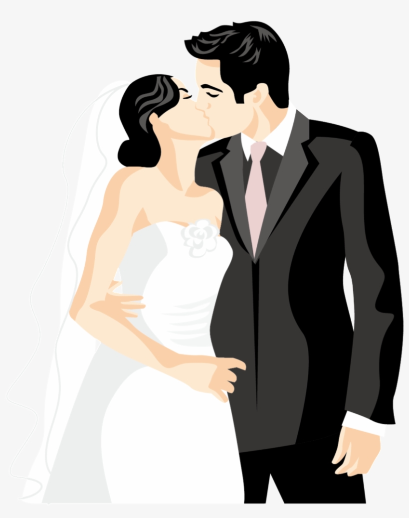 Cartoon Silhouette Hand Drawn Wedding Png Free Picture - Wedding, transparent png download