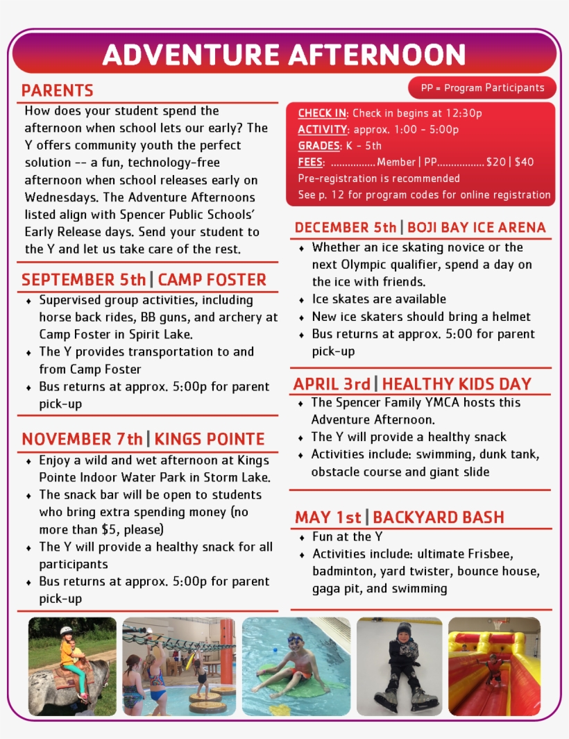 Adventure Afternoon Information - Spencer Family Ymca, transparent png download