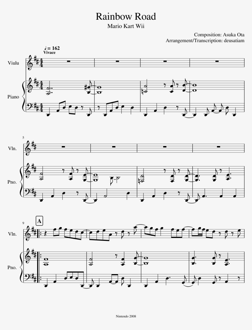 Rainbow Road Sheet Music Composed By Composition - Sheet Music, transparent png download