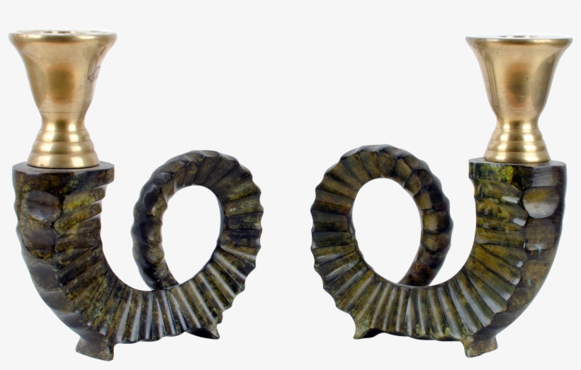 Chapman Brass Ram Horn Candle Holders - Brass, transparent png download