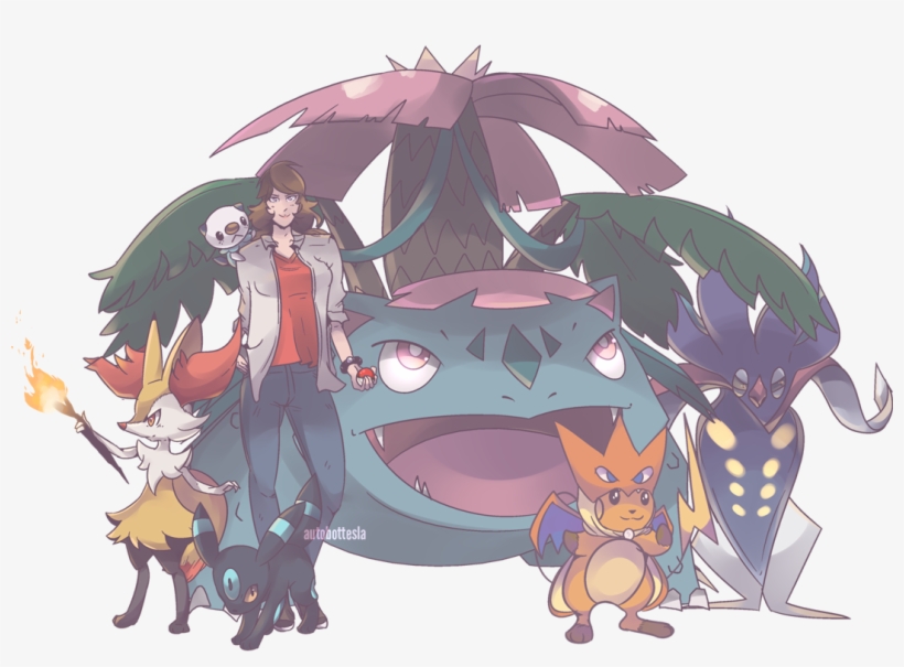 Mixed Type Champion Commission Blacky*, Tairenar, Mega - Venusaur And His Trainer, transparent png download