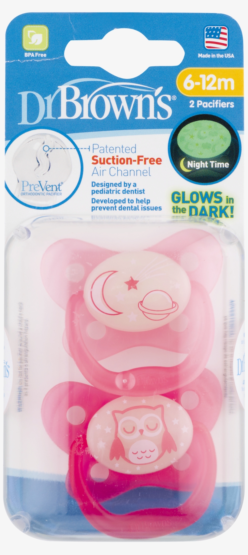 Dr Brown S Glows In The Dark Pacifiers M Pk Pack Browns - Prevent Pacifier Glow In The Dark, transparent png download