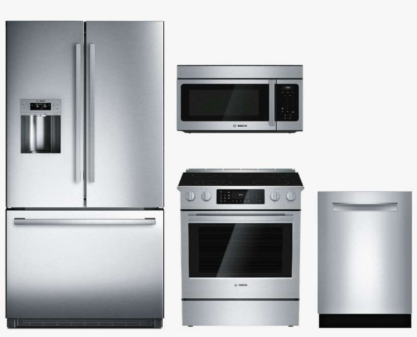 Bosch 800 Series 4 Piece Kitchen Package Stainless - Bosch 800 Series 26 Cu. Ft. French-door Refrigerator, transparent png download