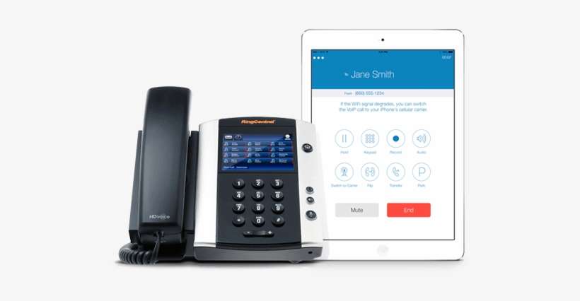 Phone With Ipad Showing Ringcentral App - Voip Phone, transparent png download