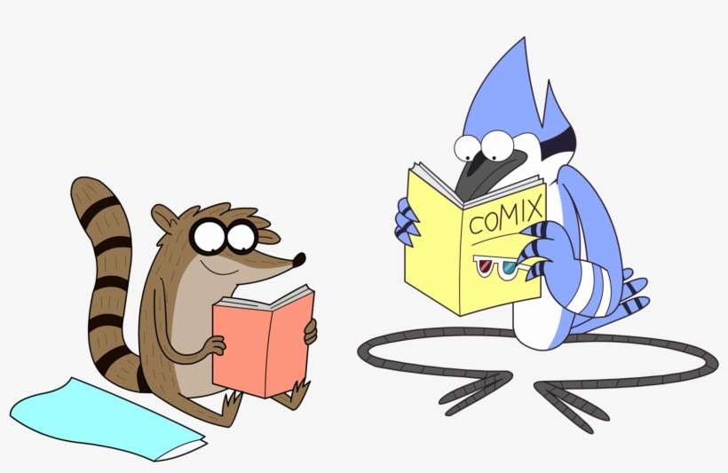 Thumb Image - Mordecai Y Rigby Leyendo, transparent png download