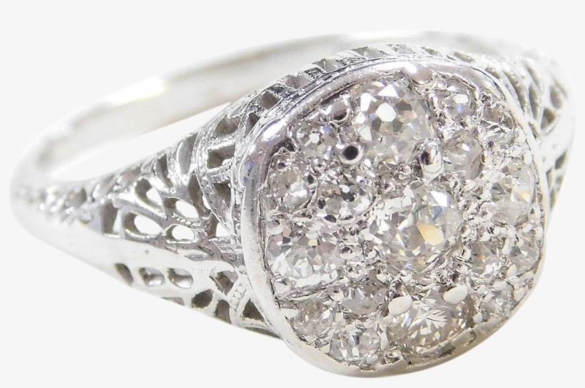 Art Deco 14k White Gold Filigree - Pre-engagement Ring, transparent png download
