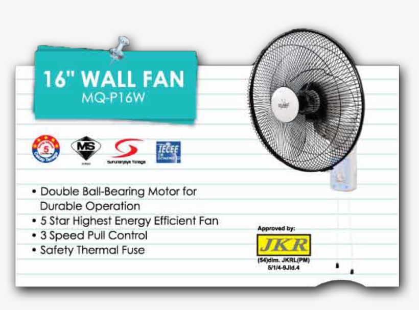 16" Wall Fan Mq-p16w - Mechanical Fan, transparent png download