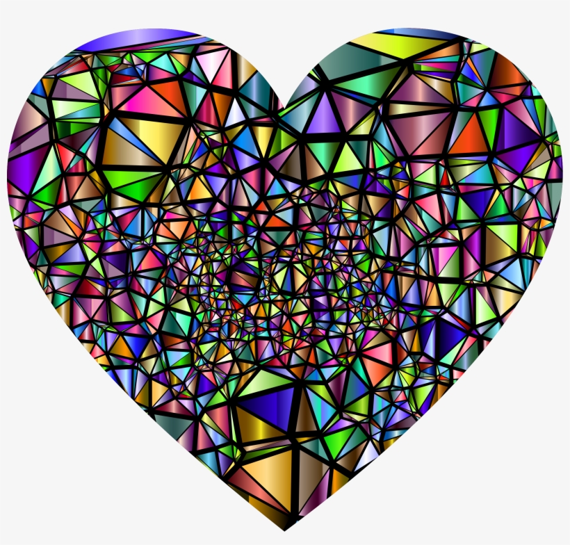 Low Poly Shattered Chromatic Heart With Background - Shattered Glass Heart Png, transparent png download