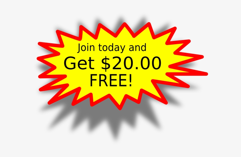 Get20dollarsfree Starburst Clip Art - Clip Art, transparent png download