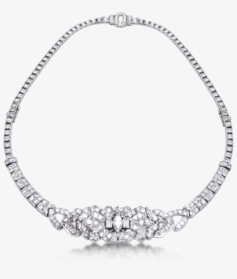 D2534 Son Art Deco Platinum & Diamond Choker Necklace - Platinum Necklace Png, transparent png download