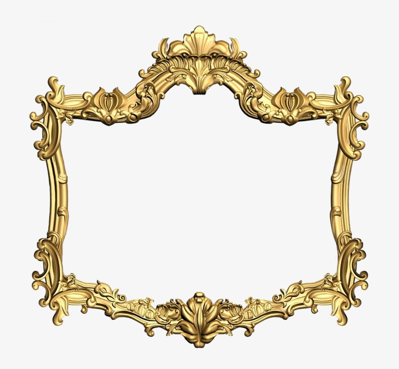 Gold Flower Frame Png Picture - Golden Frame With Baroque Ornament Png, transparent png download