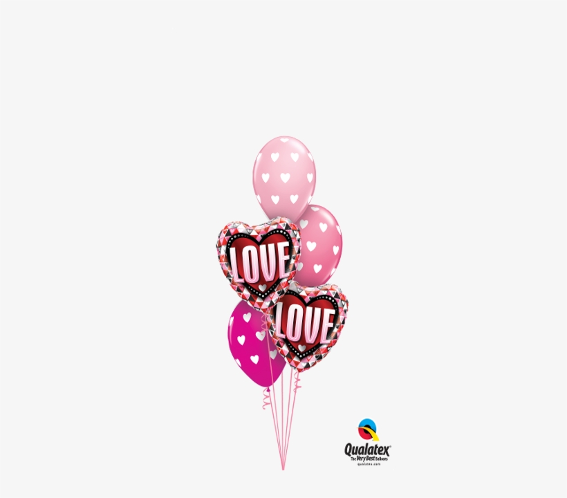 Color Valentine Love Foil Hearts Latex Funtastic - Qualatex 18 Inch Heart Foil Balloon - Love Triangles, transparent png download
