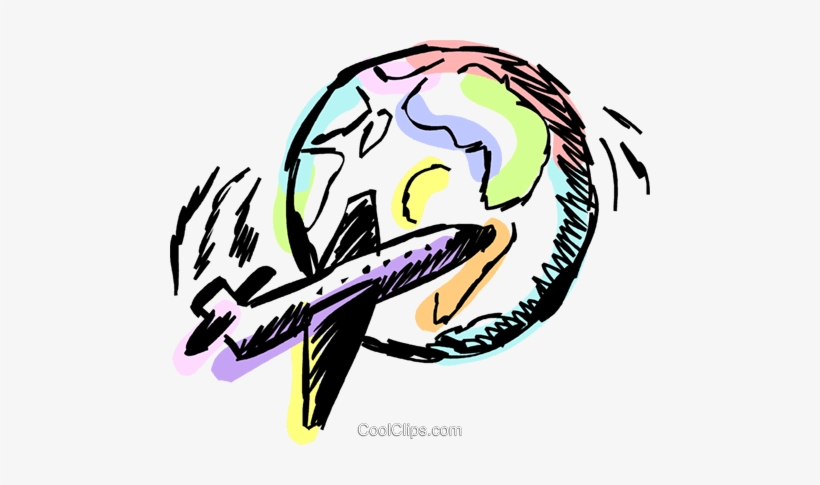 Commercial Jet Flying Around The World Royalty Free - Vector Graphics, transparent png download