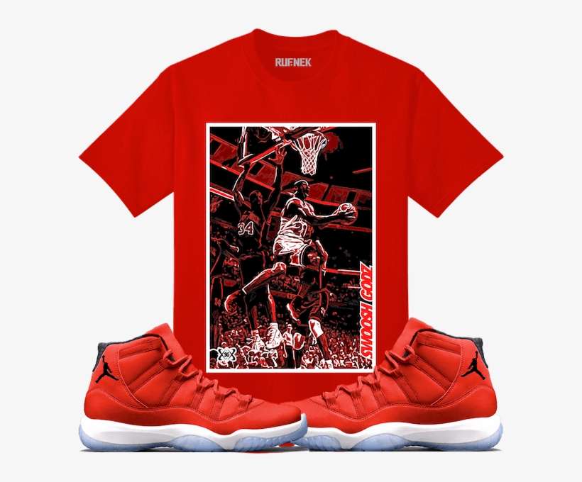 Air Jordan 11 Win Like 96 Gym Red Sneaker Tees Shirt - Jordan Black Panther Shirts, transparent png download