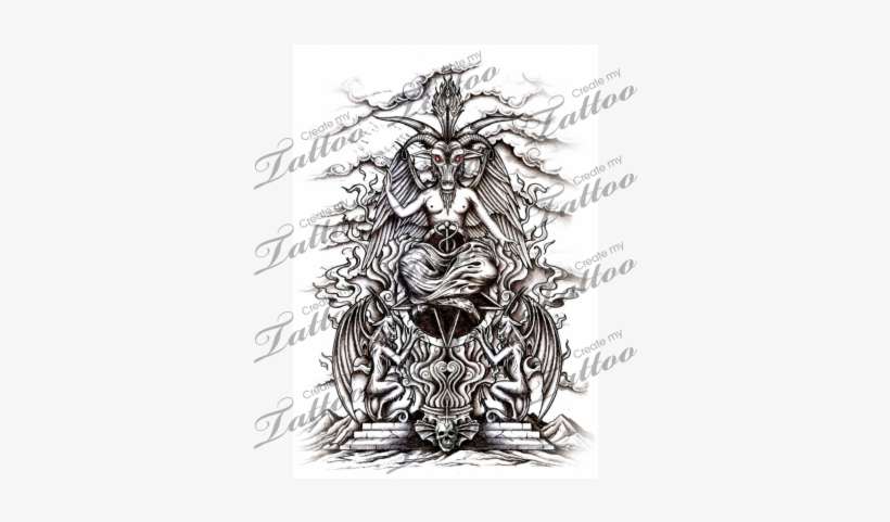 Marketplace Tattoo Throne Of Baphomet - Baphomet On Throne, transparent png download