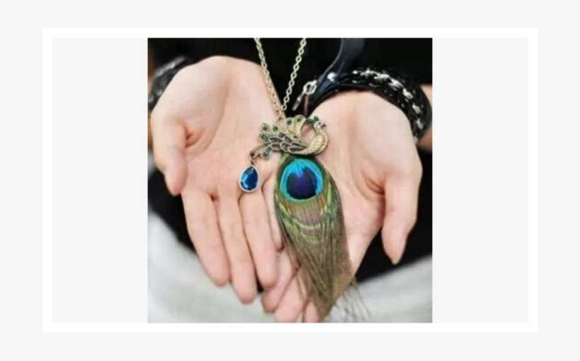 Alloy Bronze Peacock Feather With Water Drop Crystal - Peacock Feather And Jhumka, transparent png download