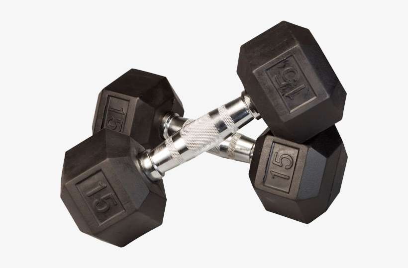 Rubber Dumbbells - Rubber Coated Hex Dumbbells, transparent png download