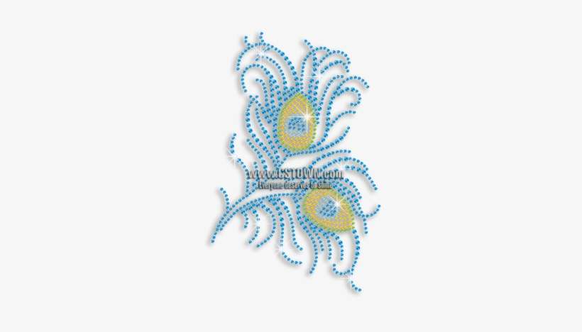 Beautiful Teal Peacock Feather Iron On Rhinestone Transfer - Peafowl, transparent png download