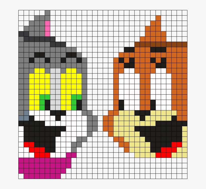 Tom N Jerry Heads Perler Perler Bead Pattern / Bead - Tom Y Jerry Pixelado, transparent png download
